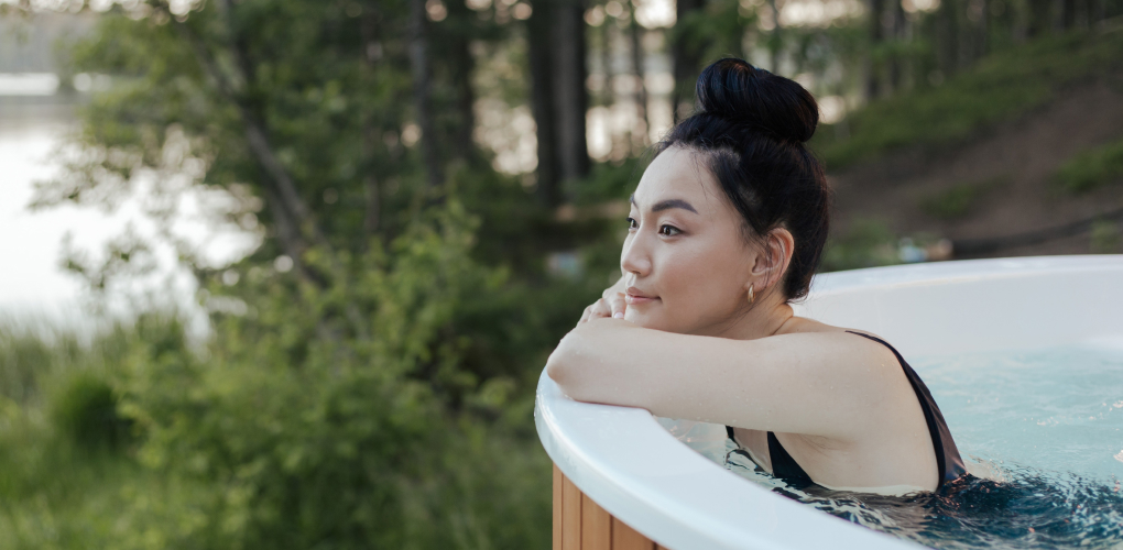 woman in hot tub