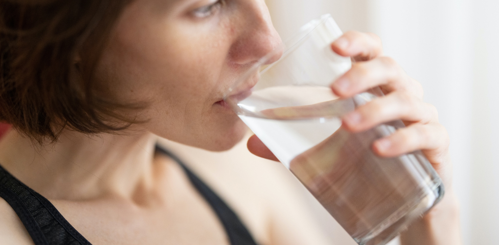 woman drinking water