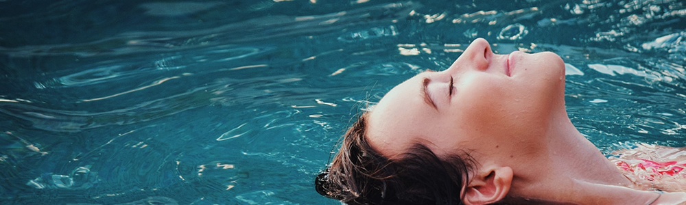 woman relaxing in hot tub close up