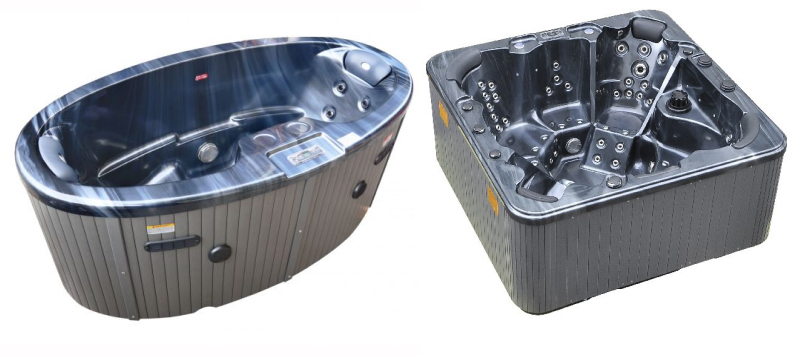 small and large hot tub side by side